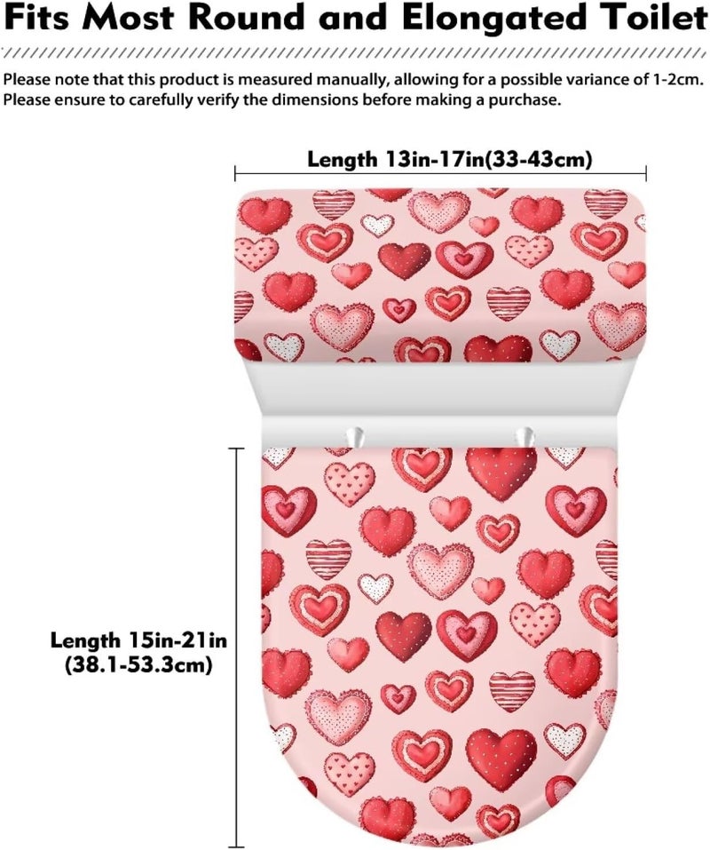 CREAMIC Cute Red Heart Toilet Lid Cover and Tank Lid Cover Machine Wash Bathroom Super Soft 2 Pieces Toilet Seat Covers Fits Most Lids for Accessories Decor or Holiday Decoration - Image 5